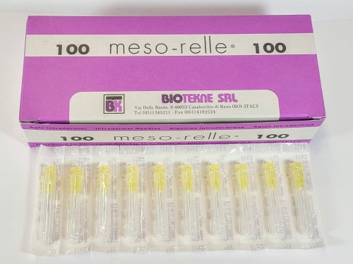 Meso Relle 30G 0,30x12mm profesjonalne igły do mezoterapii kupuj na miejscu lub odbiór osobisty zamówienia Poznań Hurtownia CLEANICO real foto opakowanie 100szt i blister 10szt.jpg