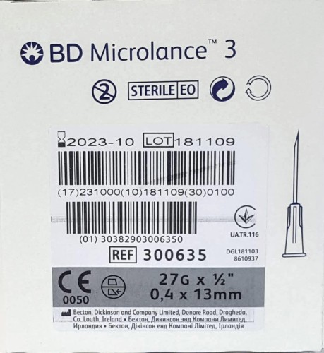 BD microlance3 ref 300635 27G 04x13mm igły iniekcyjne stosowane w lipolizie iniekcyjnej hurt detal sprzedaż stacjonarna odbiór osobisty Poznań CleaniCO.jpg