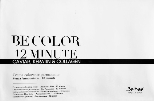 Paleta kolorów farby bez amoniaku BeColor12min kawior keratyna kolagen Poznań instrukcja proporcje czasy farbowania wloski producent BeHair Pettenon Cosmetcs SPA .jpg