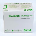 Zarys dicoNEX strzykawki 3ml 3-czesciowe luer-lock precyzyjna strzykawka jednorazowego użytku jałowa 100szt odbiór osobisty Poznań sprzedaż detaliczna i hurtowa CLEANICO zielony tłoczek.jpg
