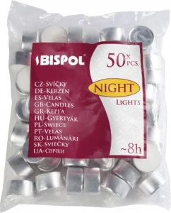 Podgrzewacze świeczki tealight 8h BISPOL Night  50szt 