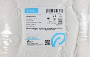 Ręcznik włókninowy płaty 50x70cm PERŁA Biodegradowalny 48g medyczny 100 szt