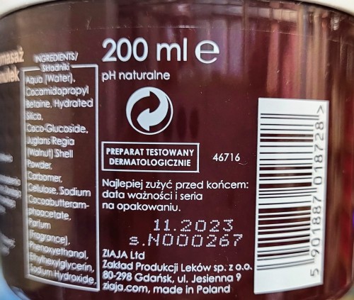 5901887018728 ziaja peeling czekoladowy 200ml etykieta DATA cleanico Poznan.jpg