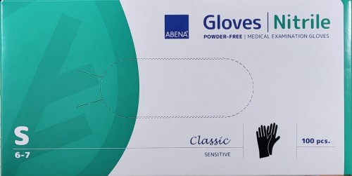 Czarne rękawiczki nitrylowe Abena classic Nitril Black 100 rozmiar S kategoria ochrony III wyrób medyczny EN 455 5703538355424.jpg