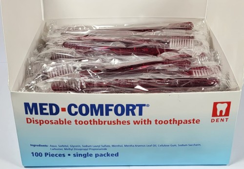 szczoteczka do zebow jednorazowa z pasta bordowa 100 sztuk BOX fot 2023-11 ean 4044941010199.jpg