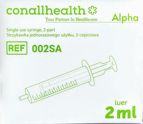strzykawka 2ml 2-czesciowa zarys connal health Alpha 100 sztuk real fot opakowania 2023-11.jpg