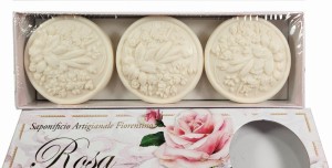 Fiorentino włoskie naturalne mydło w kostce 3x 125g róża