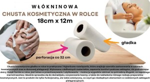 Ręcznik kosmetyczny włóknina 18 x 32cm a'37szt/rol. Gładki SOFT 70% wiskozy