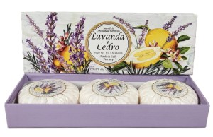 Fiorentino włoskie naturalne mydło w kostce 3x 100g lawenda z cedrem LAVANDA e CEDRO