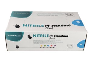 Rękawice nitrylowe czarne MasterGlove Pf Standard Nitril black 100szt r.M