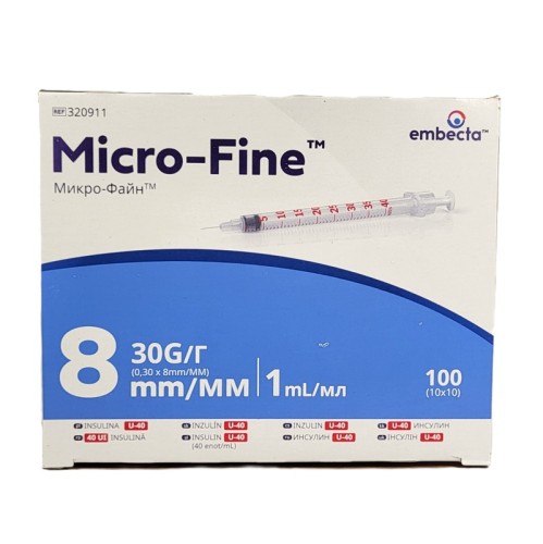 insulinówki strzykawka 1ml igla 30G 0,3x8mm embecta micro-fine ref 320911  ean 383017091118 10x10 sztuk kartonik fot cleanico poznan 2026.jpg