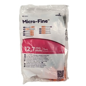 Strzykawka do insuliny 1 ml U-100 z igłą 29G 12,7mm BD Micro-Fine Plus insulin embecta  10szt (woreczek)
