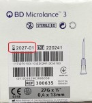 BD Microlance 3 igła iniekcyjna ø 0,4  x 13 mm (szary) op.100szt