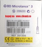 BD Microlance 3 igła iniekcyjna ø 0,9  x 40 mm (żółty) op.100szt.
