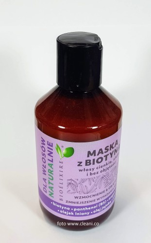 Bioelixire naturalnie Biotyna maska z biotyną do włosów cienkich słabych i bez odbjętości z panthenolem arganem lnem jojoba odbiór Poznań szybka wysyłka www cleani co.jpg